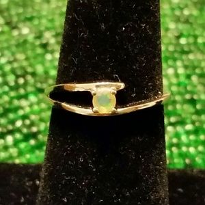 .925 Silver WGP Petite Opal Bypass Ring 6.5